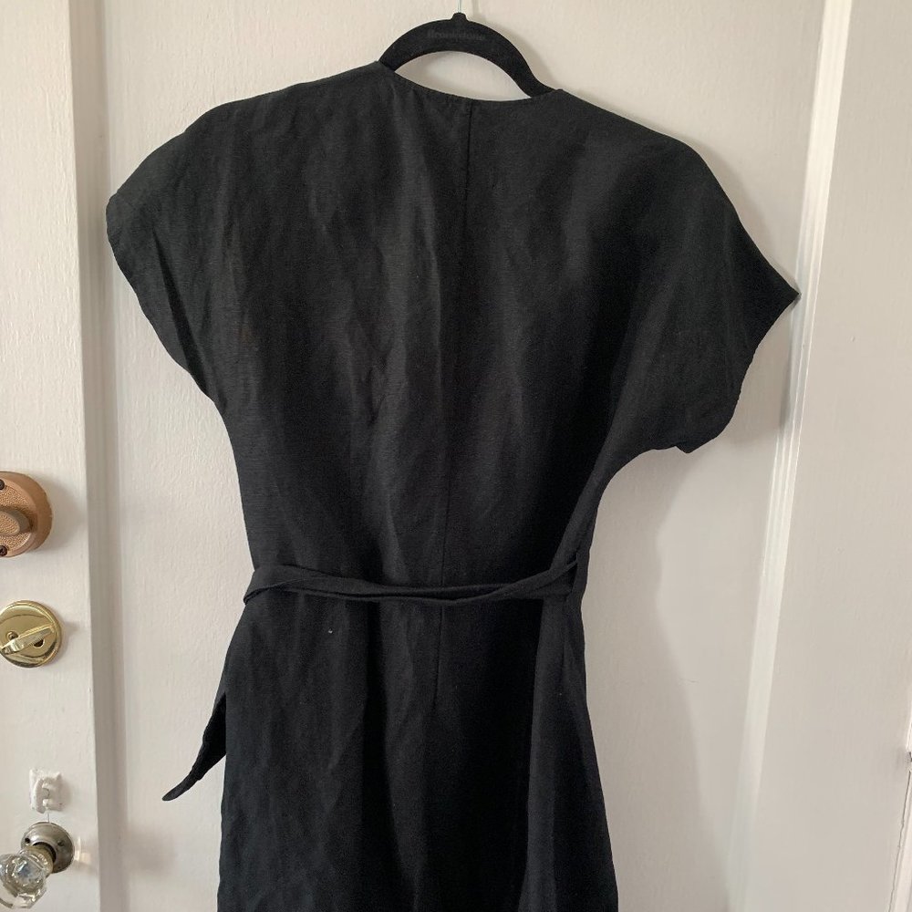 & Other Stories Wrap-Around Black Linen Dress